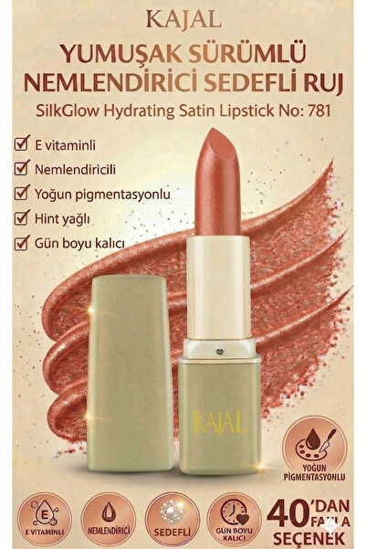 KAJAL Soft Edition Moisturizing Pearlescent Lipstick – Silkglow Hydrating Sat...