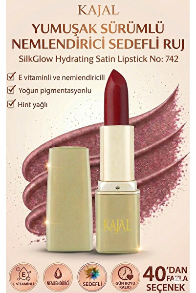 KAJAL Yumuşak Sürümlü Nemlendirici Sedefli Ruj – SilkGlow Hydrating Satin Lip...