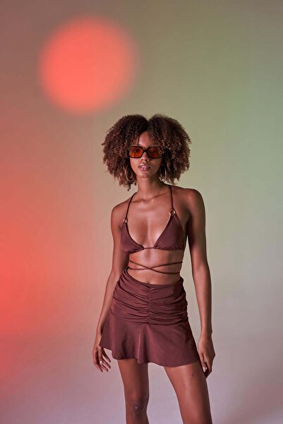 HOLLY LOLLY talie înaltă detaliu încrețit Fusta Mini Delphi Maro