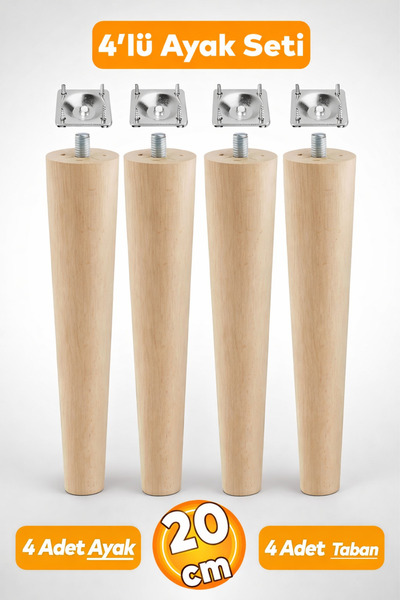 Badem10 Ahşap (20 CM) Sehpa Konsol Puf Tv Ünitesi Ayağı Ayakları M8 Civatalı ...