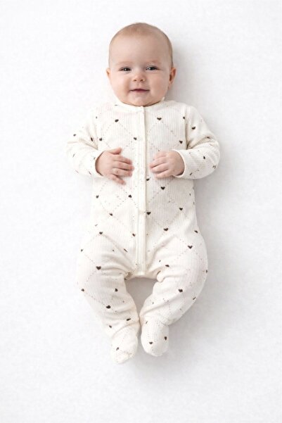 ENİA BABY Yenidoğan Bebek Pamuklu Patikli Çıtçıt Kapamalı Bebek Tulum