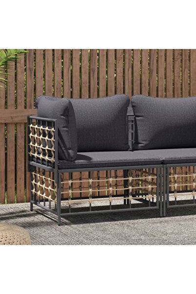 Concept Canapea de colț cu pernă de grădină, gri, poliratan