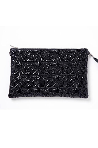 Ecrou Portofoliu și geantă clutch negre, strălucitoare, cu model de stele și ...