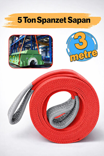 Badem10 Sapan Polyester Spanzet ( 5 Ton 3 Metre ) Kırmızı Sağlam Yük Kaldırma...