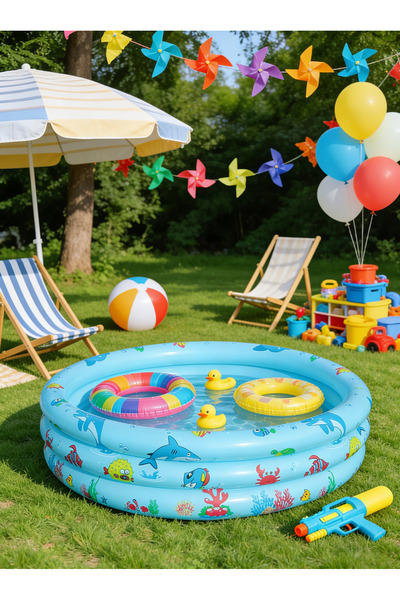 Leon Lifestyle مسبح قابل للنفخ للأطفال - مركز لعب مائي دائري متين للأطفال الص...