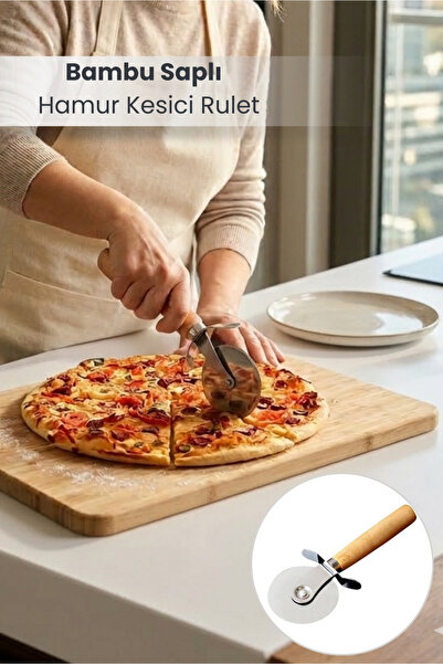 Orvila مقبض من الخيزران للبيتزا والعجين الروليت