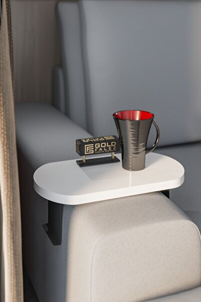 GOLDFALEZ Yan Sehpa Ayarlanabilir Tepsi Oval Dekoratif Modern Yatay Dikey Kol...