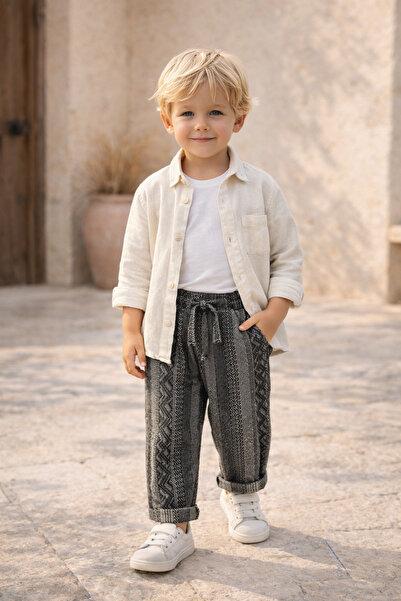 NANİCA بنطلون فلام مخطط للأولاد باللون الأزرق الداكن من عمر 6 إلى 16 سنة