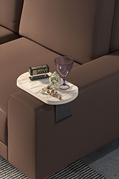 GOLDFALEZ Yan Sehpa Ayarlanabilir Tepsi Oval Dekoratif Modern Yatay Dikey Kol...