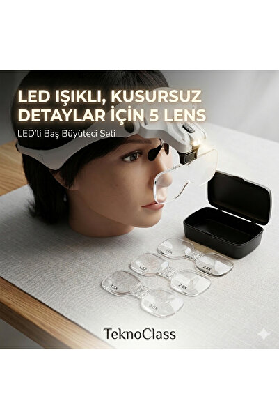 Canderel LED Işıklı Büyüteçli Gözlük Kafa Büyüteci – 5 Farklı Mercek Ayarlana...