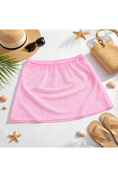 ELMODA Fusta mini pentru femei elastic cu textură de plasă - pentru plajă și ...