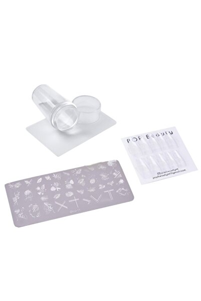 POP Beauty POP BeautyTırnak Stampa, Nail Art Stampa Plakası, 24'lü Şeffaf Tak...