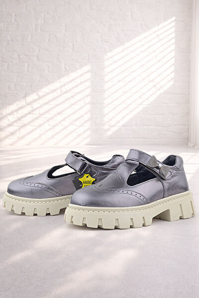 Rakerplus Шкіряні дитячі шкільні черевики з кремовою підошвою та велкро з рож...