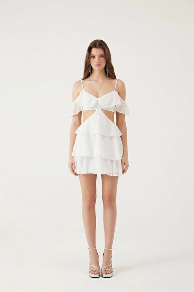 HOLLY LOLLY Rochie Ruby, cu lungime mini, decoltată, cu umeri deschiși, albă