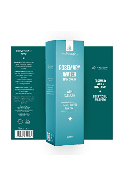 Naturagen Rosemary Water Biberiye Suyu Saç Toniği Sprey 100 ml | Kolajen İçerikli | %100 Doğal Biberiye Mayalı