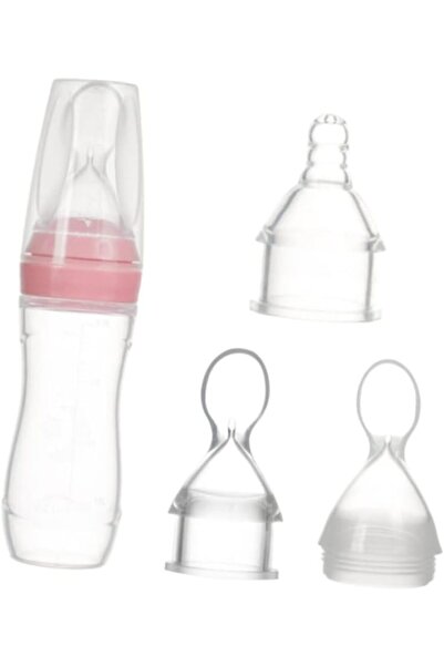 Arabest طقم ملاعق تغذية للأطفال مكون من 3 قطع، ملعقة سيليكون ناعمة، زجاجات تغ...