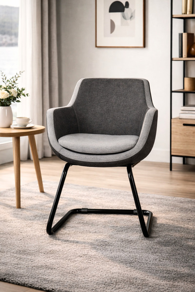 Bürocci Comfort Siyah Metal Ayaklı Misafir Koltuğu- Iki Ton Gri Kumaş-2244j1110