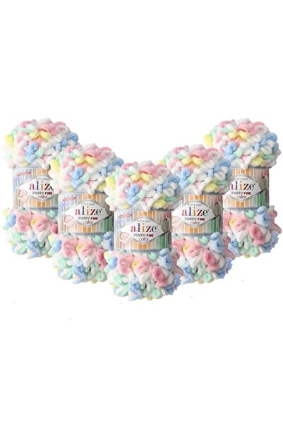 Alize Νήμα Πλεκτό Χειροποίητο Fine Color 5 Πακέτο - 5949 Rainbow - 100 γρ. 14...