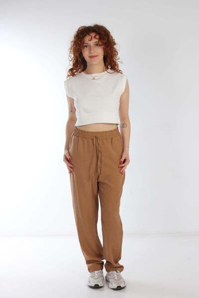 Mckanzie 2021 بنطال أيروبين من الكتان بأرجل أنبوبية