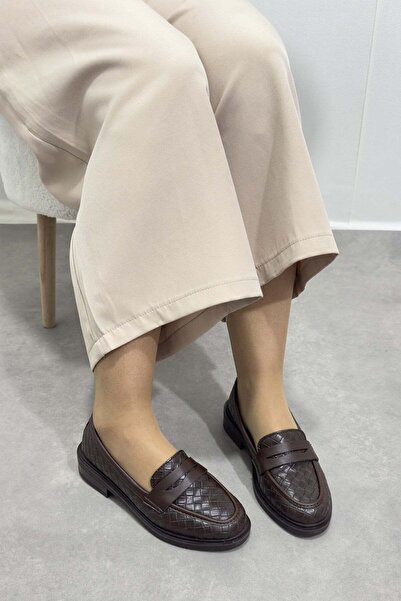 Modezya حذاء باليه نسائي بنمط ماتي من القهوة من جينكس بأصابع القدم البيضاوية