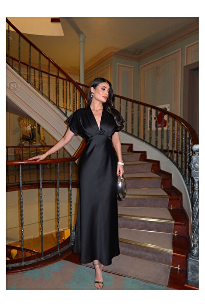 ESRAHELVACI Saten Midi Elbise