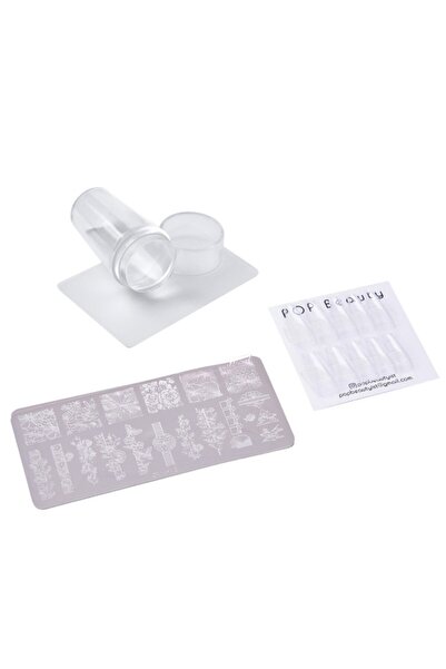 POP Beauty Tırnak Stampası, Nail Art Stampa Plakası, 24'lü Şeffaf Takma Tırna...