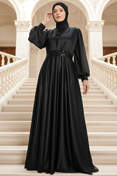 SUBU TASARIM plus Size Sequin EmBroidered Glittered HijaB Evening Dress - Com...