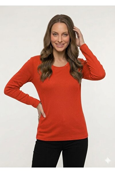 QYA Clothing Tricou basic cu mânecă lungă, 100% bumbac, croială largă