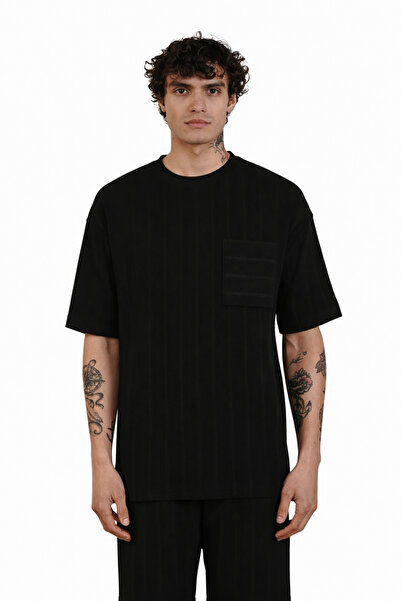 İLKCET MODA Με τσέπες Fence Çizgi Λεπτομέρεια oversized Μπλουζάκι