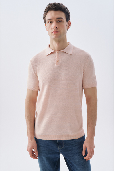 Mudo Buttoned Polo Neck Short Sleeve Knitwear Sweater