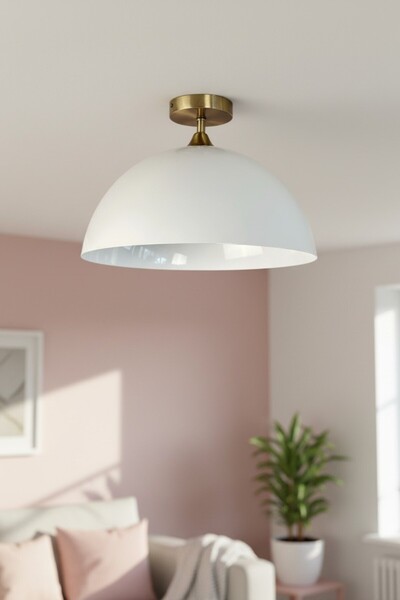 Bamyum Yimpi Beyaz Metal Piramit Plafonyer Başlık Avize Sarkıt Salon Kuaför D...