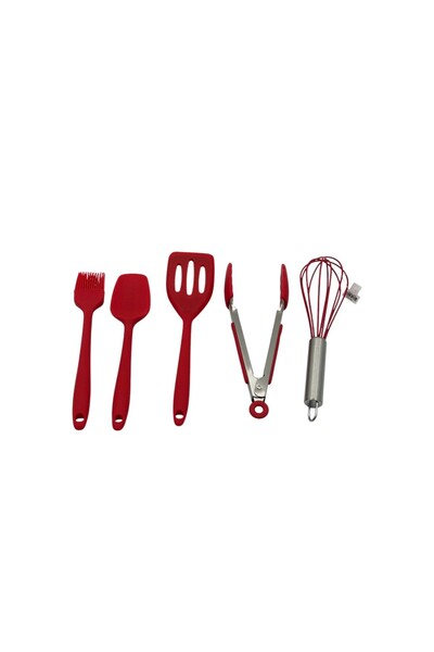 B&D طقم أدوات مطبخ من السيليكون الأحمر مكون من 5 قطع