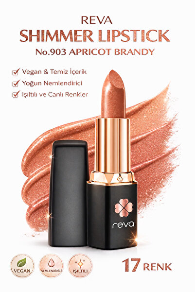 Shimmer Lipstick Apricot Brandy No:903 Işıltılı Parlak Vegan Temiz Ruj