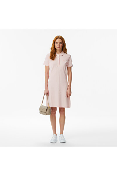 Lacoste Kadın Slim Fit Kısa Kollu Polo Yaka Pembe Elbise