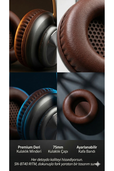 Snopy SN-BT Ritm Bluetooth Kulaklık Kablosuz Kulaklık Katlanabilir Sd Kart Mikrofonlu Kulaküstü Kulaklık