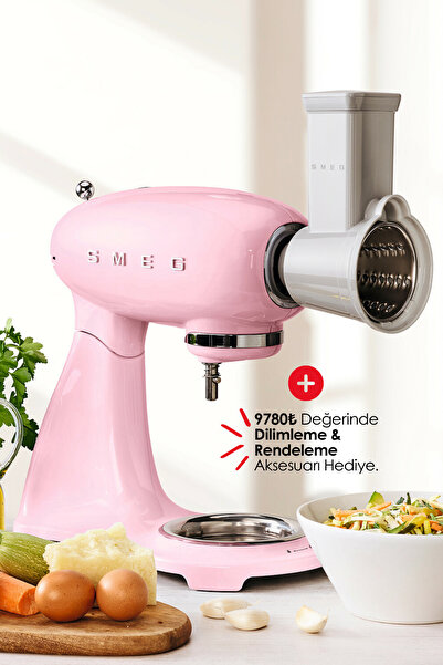 SMEG 50's Style Retro 4.8 Litre Pembe Stand Mikser SMF03PKEU