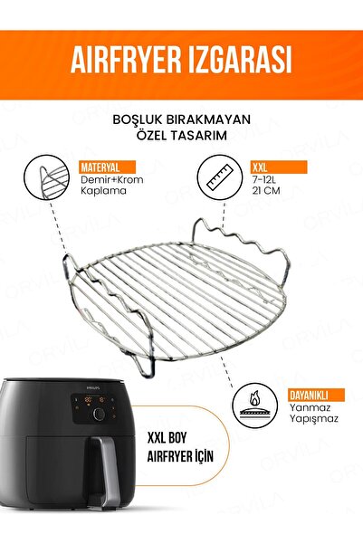 Orvila Airfryer Izgara Teli Zigzag Model | Fritöz Metal Aksesuarı XXL