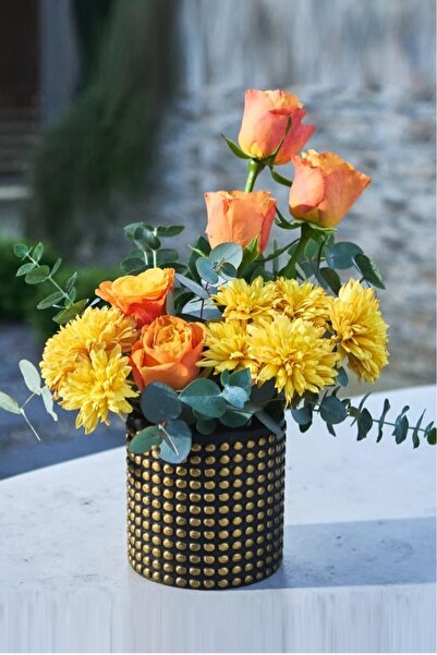 ESG PLUS Bonbon Dekoratif Beton Orkide Saksı Gold