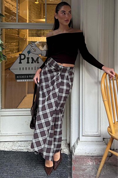 Madmext Maro ecosez cu model Fusta midi de damă cu detaliu cu șliț cu două râ...