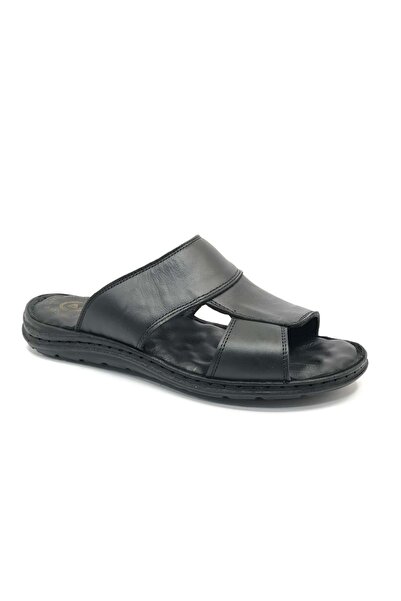 KCMN Men's Full Orthopedic Slippers - Soldier 1928 100% Genuine Leather, BLACK