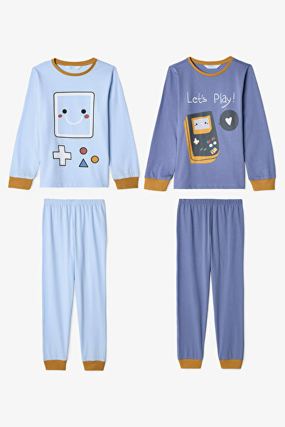 Penti Boys' Let's Play Game Patterned Cotton Long Sleeve 2-Piece Pajama Set