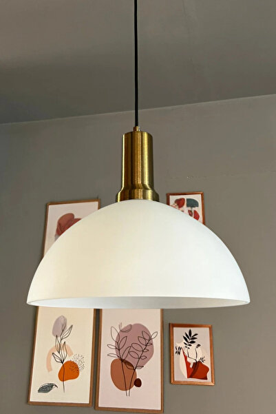 Bamyum Perry Beyaz Cam Tekli Avize Eskitme Fener Başlık Retro Sarkıt Lamba Re...