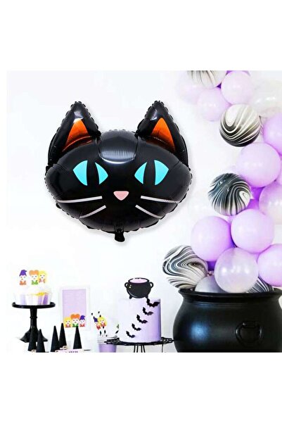 partidolu بالون من رقائق الألومنيوم على شكل رأس قطة للهالوين، لون أسود، 65 × ...