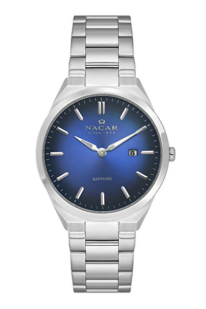 Nacar Sapphire Glass Classic Silver - Blue Men's Wristwatch Nc08-29420737-Alm