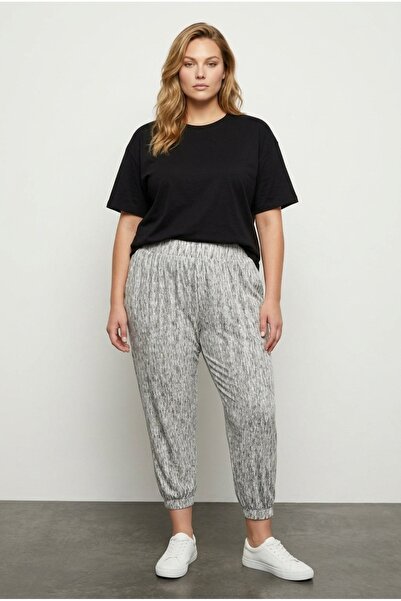 Stil Diva Mărime mare, cu talie și picior elastici cu buzunare Pantaloni larg...