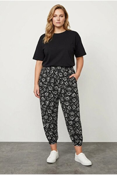 Stil Diva Țesătură flexibilă Lycra de mărime mare - Pantaloni cu picioare ela...