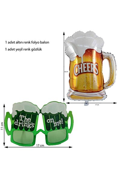 partidolu Retro Disco Beer Glass Shaped Foil Balloon and Glasses Set 1 Piece ...