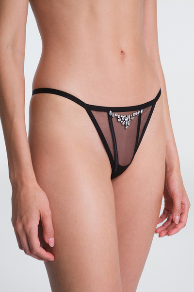 Penti Black Tiara Low Waist Rhinestone String Panties