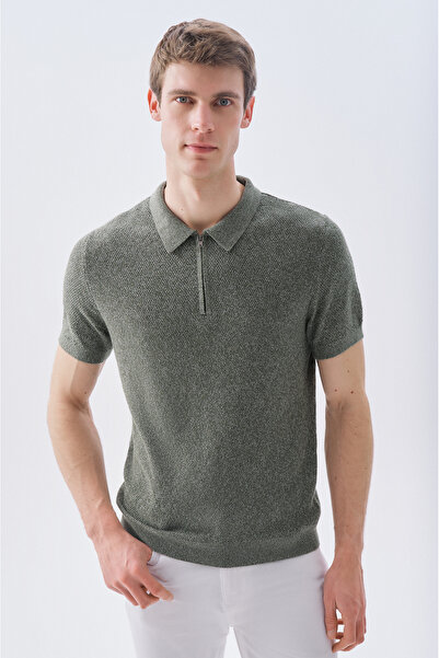 Mudo Mulineli Zippered Polo Collar Sweater