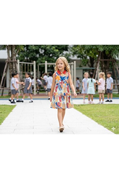 Hilal Akıncı Kids Κοριτσίστικο φόρεμα με γιακά με φλοράλ σχέδιο